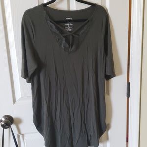 Super Soft Olive Lace Caged Tee